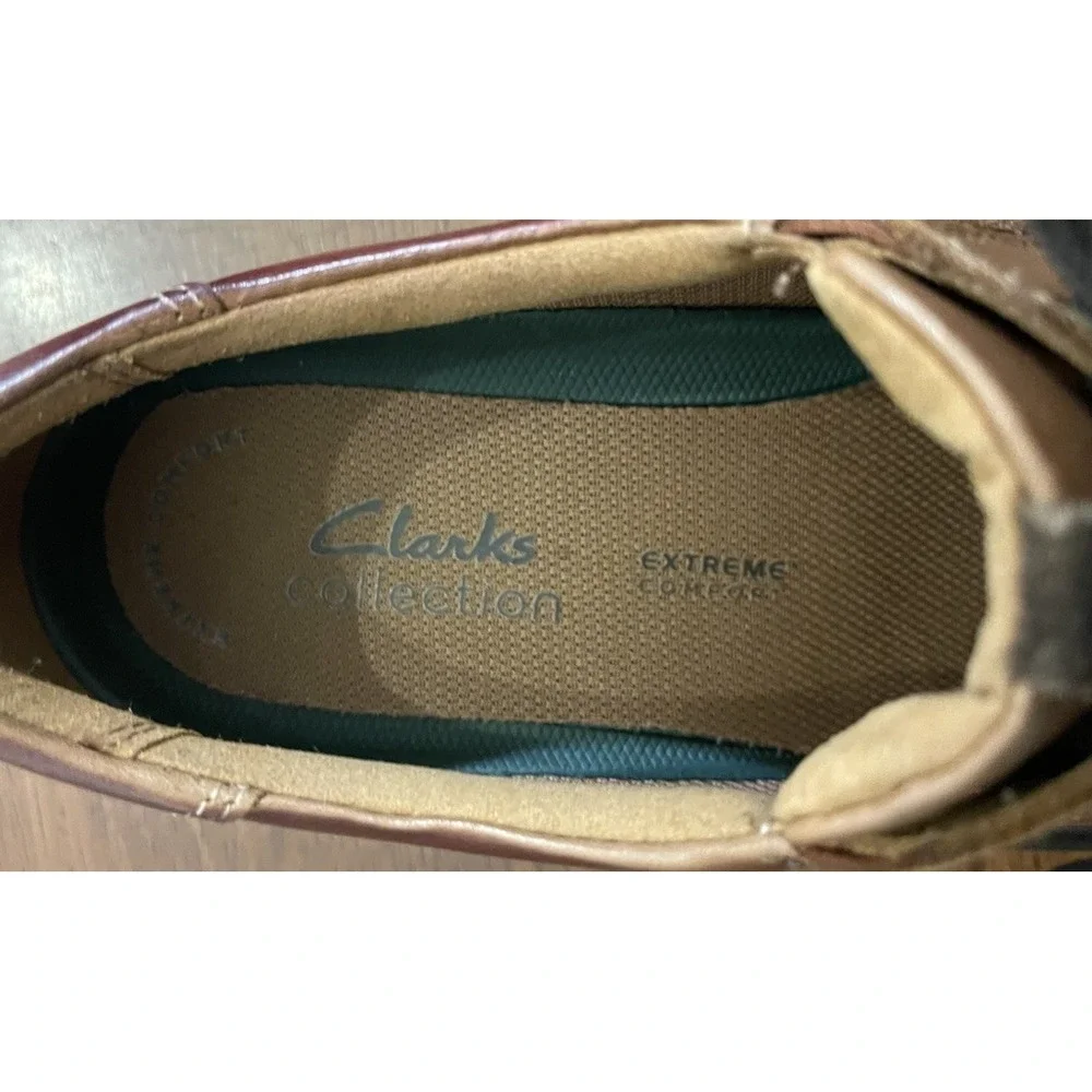 Clarks Men Sz 8 Oxford Shoes Gessler Lace Business Casual Brown Tie Comfort